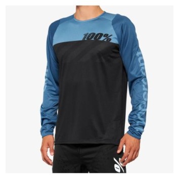 100% R-CORE Long Sleeve Jersey Black/Slate Blue